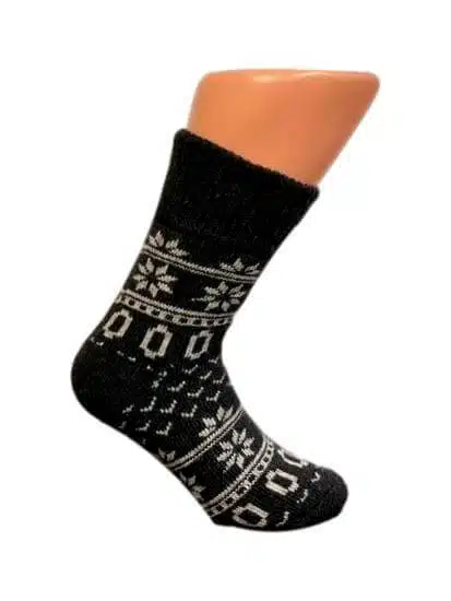 Boru Wollen Sokken Noors Patroon Antraciet