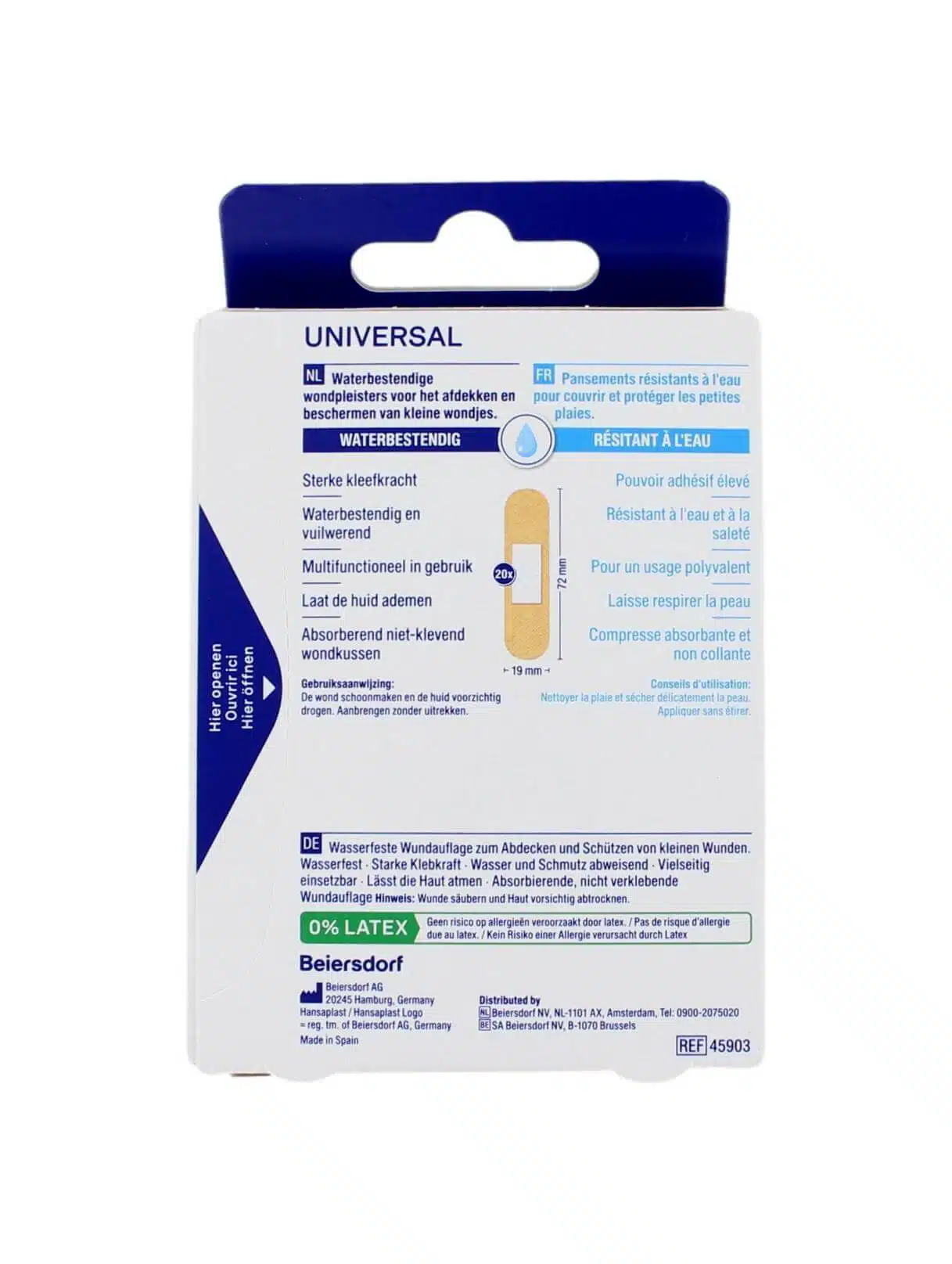 Hansaplast Pleisters Universal Waterbestendig, 20 Strips